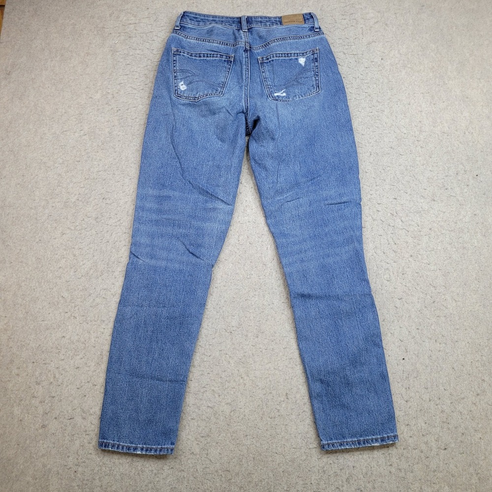 American Eagle Mom Jeans Womens 0 Reg Comfort Stretch Waistband Distressed - Picture 6 of 13
